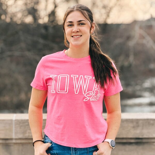 Pressbox Women's Iowa State Neon Pink Short Sleeve T-Shirt
